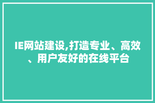 IE网站建设,打造专业、高效、用户友好的在线平台 百度SEO