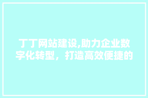 丁丁网站建设,助力企业数字化转型，打造高效便捷的线上平台 必应SEO