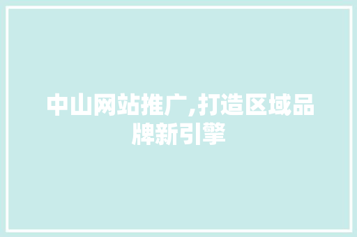 中山网站推广,打造区域品牌新引擎 百度SEO