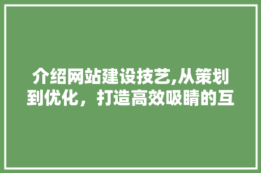 介绍网站建设技艺,从策划到优化，打造高效吸睛的互联网平台 必应SEO