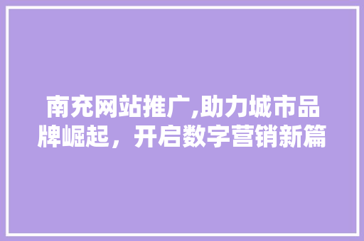 南充网站推广,助力城市品牌崛起，开启数字营销新篇章 GoogleSEO