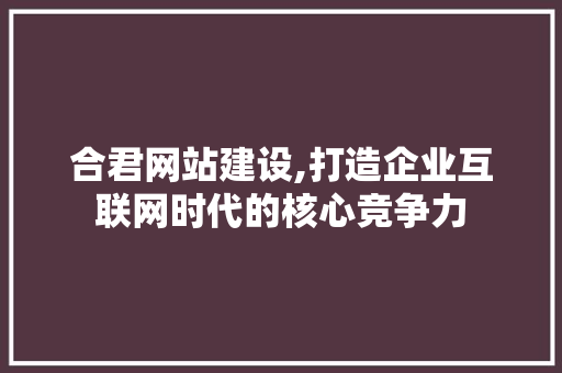 合君网站建设,打造企业互联网时代的核心竞争力 百度SEO