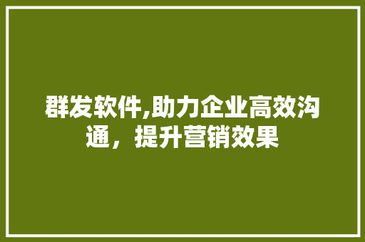 群发软件,助力企业高效沟通，提升营销效果 GoogleSEO