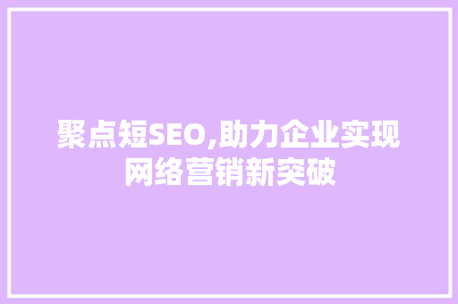 聚点短SEO,助力企业实现网络营销新突破 GoogleSEO