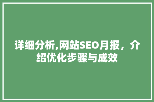 详细分析,网站SEO月报，介绍优化步骤与成效 神马SEO