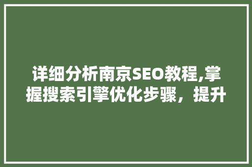 详细分析南京SEO教程,掌握搜索引擎优化步骤，提升网站排名 百度SEO