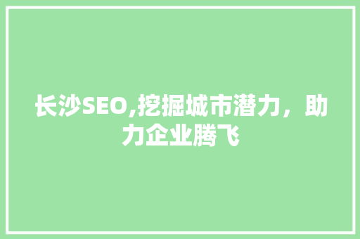 长沙SEO,挖掘城市潜力，助力企业腾飞 神马SEO