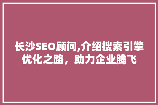 长沙SEO顾问,介绍搜索引擎优化之路，助力企业腾飞 神马SEO
