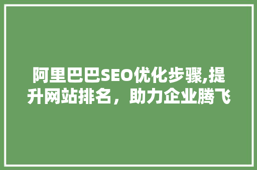 阿里巴巴SEO优化步骤,提升网站排名，助力企业腾飞 GoogleSEO
