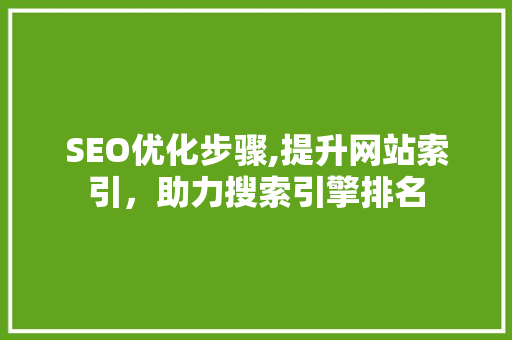 SEO优化步骤,提升网站索引，助力搜索引擎排名 GoogleSEO