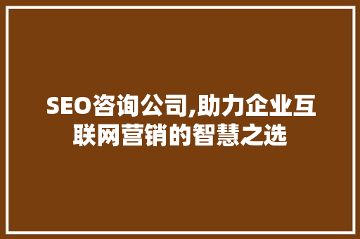 SEO咨询公司,助力企业互联网营销的智慧之选 必应SEO