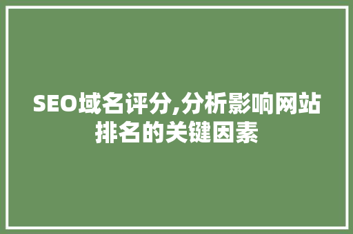 SEO域名评分,分析影响网站排名的关键因素 GoogleSEO