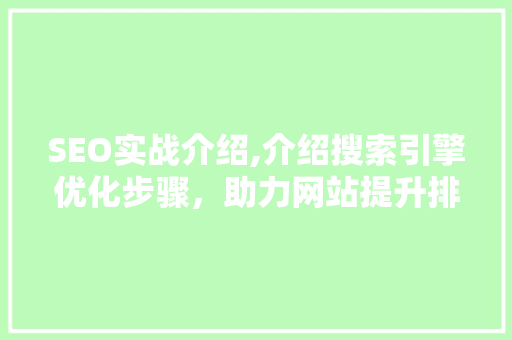 SEO实战介绍,介绍搜索引擎优化步骤，助力网站提升排名 搜狗SEO