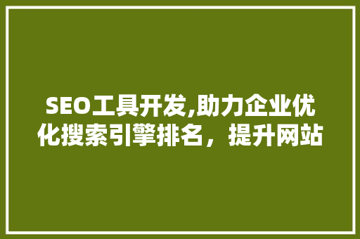 SEO工具开发,助力企业优化搜索引擎排名，提升网站流量与转化率 神马SEO