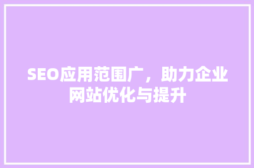 SEO应用范围广，助力企业网站优化与提升 GoogleSEO