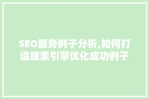 SEO服务例子分析,如何打造搜索引擎优化成功例子 百度SEO