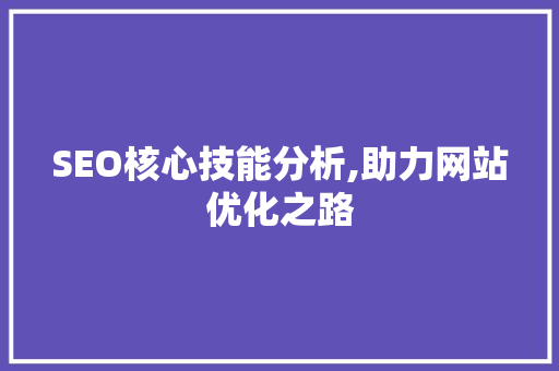 SEO核心技能分析,助力网站优化之路 神马SEO