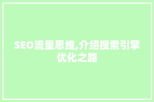 SEO流量思维,介绍搜索引擎优化之路 GoogleSEO