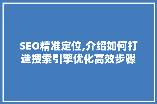 SEO精准定位,介绍如何打造搜索引擎优化高效步骤 必应SEO