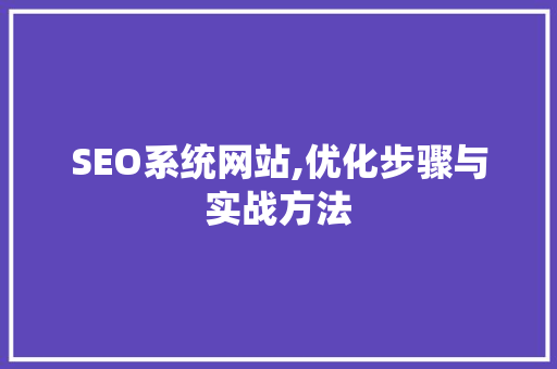 SEO系统网站,优化步骤与实战方法 神马SEO