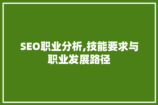 SEO职业分析,技能要求与职业发展路径 百度SEO