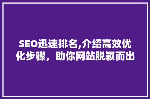 SEO迅速排名,介绍高效优化步骤，助你网站脱颖而出 百度SEO