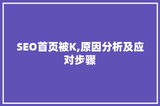SEO首页被K,原因分析及应对步骤 GoogleSEO