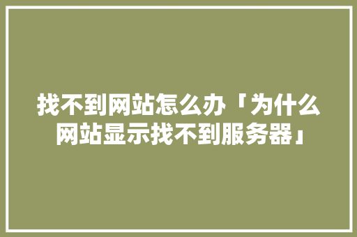 找不到网站怎么办「为什么网站显示找不到服务器」 找不到网站怎么办「为什么网站显示找不到服务器」 必应SEO
