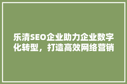 乐清SEO企业助力企业数字化转型，打造高效网络营销步骤 百度SEO