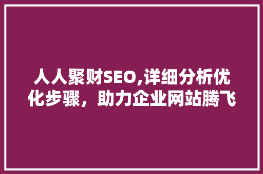 人人聚财SEO,详细分析优化步骤，助力企业网站腾飞 搜狗SEO