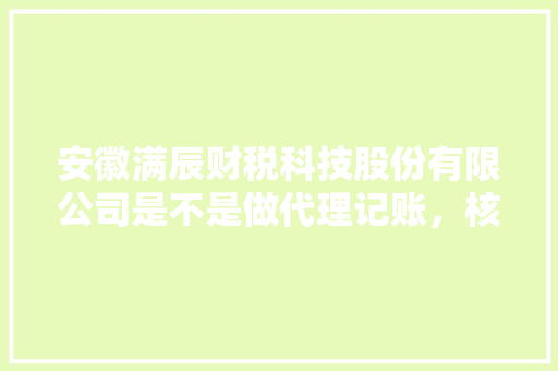 安徽满辰财税科技股份有限公司是不是做代理记账，核定征收，返税的「财税公司为什么要做网站呢」 安徽满辰财税科技股份有限公司是不是做代理记账，核定征收，返税的「财税公司为什么要做网站呢」 神马SEO