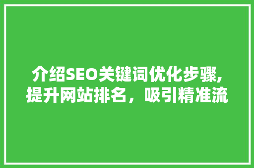 介绍SEO关键词优化步骤,提升网站排名，吸引精准流量 GoogleSEO