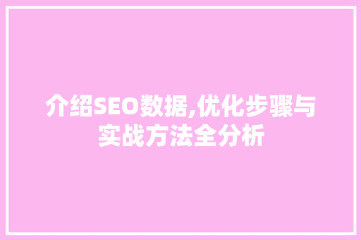 介绍SEO数据,优化步骤与实战方法全分析 GoogleSEO