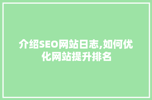 介绍SEO网站日志,如何优化网站提升排名