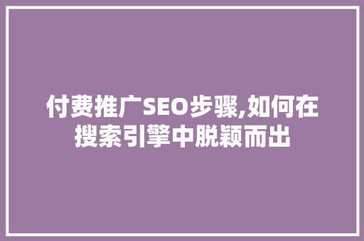 付费推广SEO步骤,如何在搜索引擎中脱颖而出 必应SEO