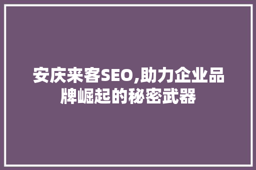安庆来客SEO,助力企业品牌崛起的秘密武器 神马SEO