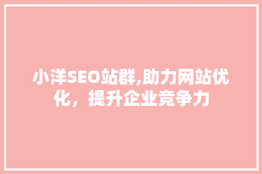 小洋SEO站群,助力网站优化，提升企业竞争力 必应SEO
