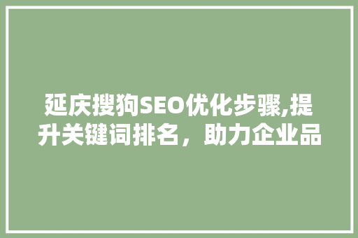 延庆搜狗SEO优化步骤,提升关键词排名，助力企业品牌腾飞 GoogleSEO