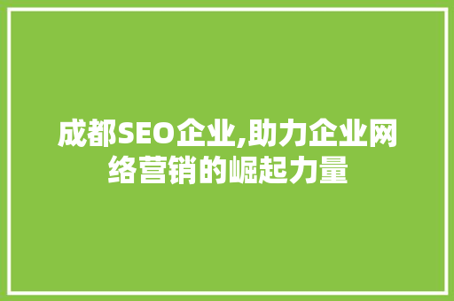 成都SEO企业,助力企业网络营销的崛起力量 GoogleSEO