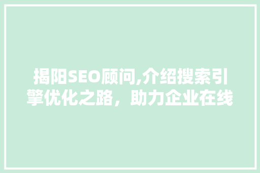 揭阳SEO顾问,介绍搜索引擎优化之路，助力企业在线崛起 搜狗SEO