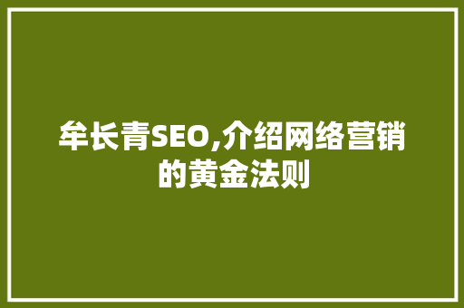 牟长青SEO,介绍网络营销的黄金法则 百度SEO
