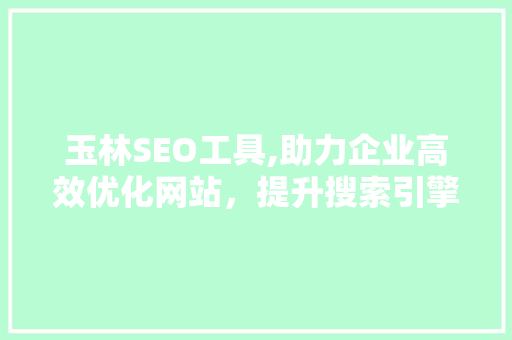 玉林SEO工具,助力企业高效优化网站，提升搜索引擎排名 GoogleSEO