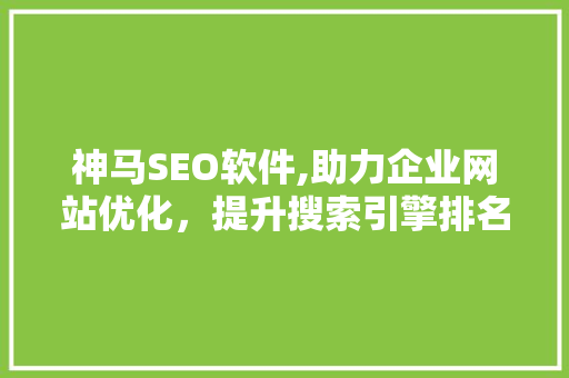 神马SEO软件,助力企业网站优化，提升搜索引擎排名 GoogleSEO