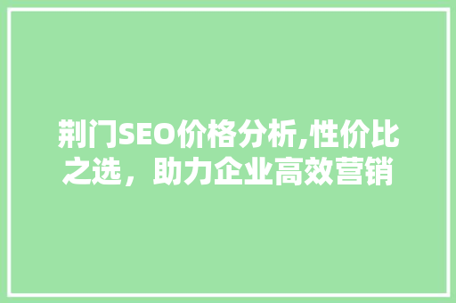 荆门SEO价格分析,性价比之选，助力企业高效营销 GoogleSEO