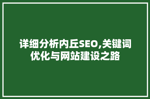 详细分析内丘SEO,关键词优化与网站建设之路 必应SEO