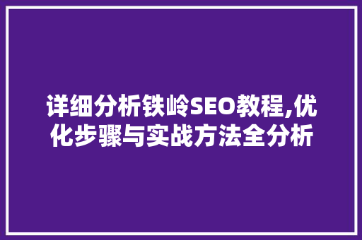 详细分析铁岭SEO教程,优化步骤与实战方法全分析 必应SEO