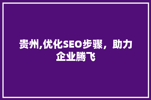 贵州,优化SEO步骤，助力企业腾飞 百度SEO