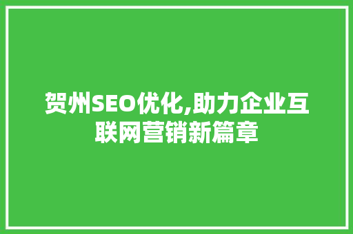 贺州SEO优化,助力企业互联网营销新篇章 神马SEO