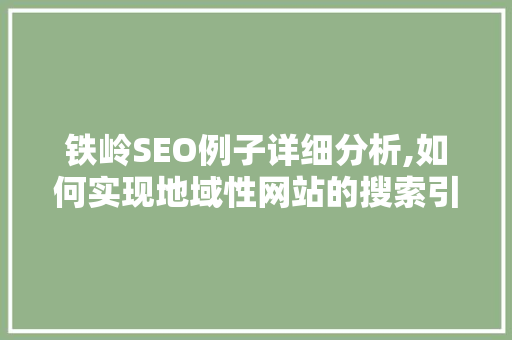 铁岭SEO例子详细分析,如何实现地域性网站的搜索引擎优化 神马SEO