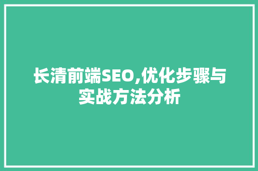 长清前端SEO,优化步骤与实战方法分析 百度SEO